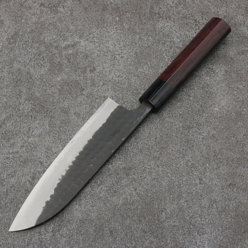 Nao Yamamoto Blue Steel Kurouchi Santoku Japanese Knife 170mm Shitan (ferrule: Black Pakka wood) Handle - Japannywholesale