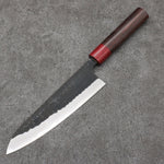 Nao Yamamoto Blue Steel Kurouchi Gyuto Japanese Knife 180mm Shitan (ferrule: Red Pakka wood) Handle - Japannywholesale