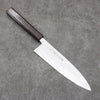 Hideo Kitaoka White Steel No.2 Damascus Mioroshi Deba Japanese Knife 195mm Oak with Black Silver Lacquer Handle - Japannywholesale