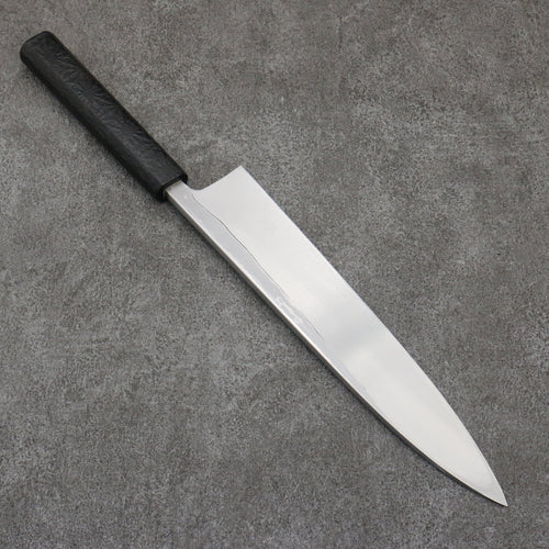 Hideo Kitaoka White Steel No.2 Damascus Mioroshi Deba Japanese Knife 240mm Black Washi Wrapped Handle - Japannywholesale