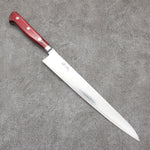 Seisuke Nami AUS10 Mirrored Finish Damascus Sujihiki  240mm Red Pakka wood Handle - Japannywholesale