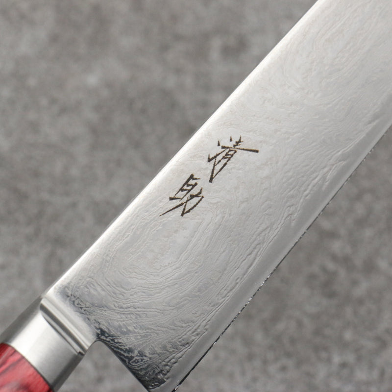 Seisuke Nami AUS10 Mirrored Finish Damascus Sujihiki  240mm Red Pakka wood Handle - Japannywholesale