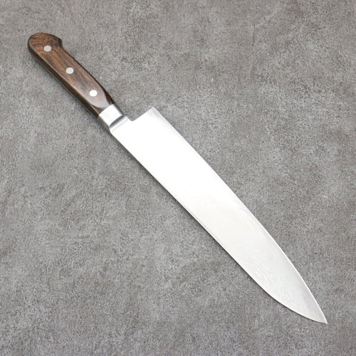 Seisuke Nami AUS10 Mirrored Finish Damascus Gyuto  240mm Brown Pakka wood Handle - Japannywholesale