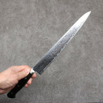 Seisuke Kagami2 AUS10 Mirrored Finish Damascus Sujihiki  240mm Brown Pakka wood Handle - Japannywholesale