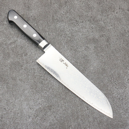 Seisuke Kagami2 AUS10 Mirrored Finish Damascus Santoku  180mm Black Pakka wood Handle - Japannywholesale