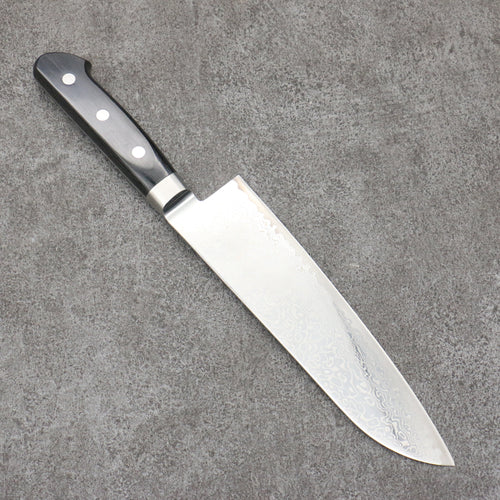 Seisuke Kagami2 AUS10 Mirrored Finish Damascus Santoku  180mm Black Pakka wood Handle - Japannywholesale