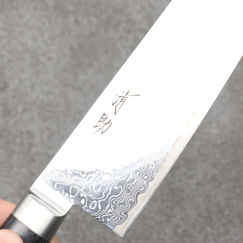 Seisuke Kagami2 AUS10 Mirrored Finish Damascus Santoku  180mm Black Pakka wood Handle - Japannywholesale