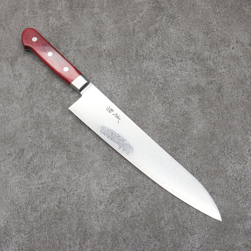 Seisuke Kagami2 AUS10 Mirrored Finish Damascus Gyuto  240mm Red Pakka wood Handle - Japannywholesale