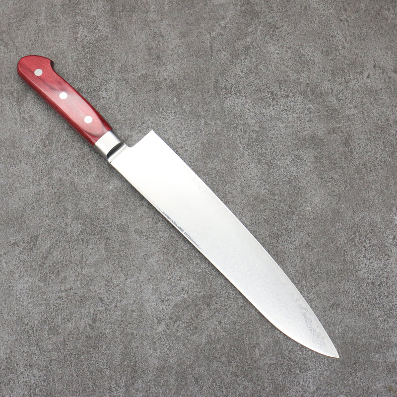 Seisuke Kagami2 AUS10 Mirrored Finish Damascus Gyuto  240mm Red Pakka wood Handle - Japannywholesale