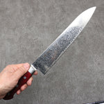 Seisuke Kagami2 AUS10 Mirrored Finish Damascus Gyuto  240mm Red Pakka wood Handle - Japannywholesale