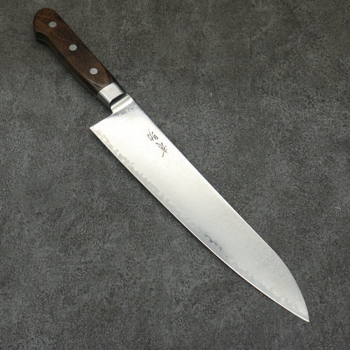 Seisuke Kagami2 AUS10 Mirrored Finish Damascus Gyuto  240mm Brown Pakka wood Handle - Japannywholesale