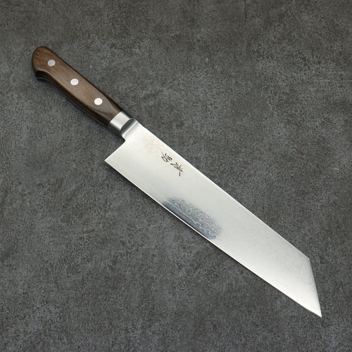 Seisuke VG10 33 Layer Mirrored Finish Damascus Kiritsuke Gyuto  210mm Brown Pakka wood Handle - Japannywholesale