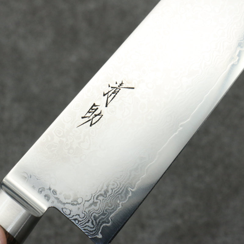 Seisuke VG10 33 Layer Mirrored Finish Damascus Kiritsuke Gyuto  210mm Brown Pakka wood Handle - Japannywholesale