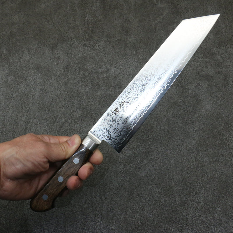 Seisuke VG10 33 Layer Mirrored Finish Damascus Kiritsuke Gyuto  210mm Brown Pakka wood Handle - Japannywholesale