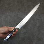 Seisuke VG10 33 Layer Mirrored Finish Damascus Sujihiki  240mm Brown Pakka wood Handle - Japannywholesale