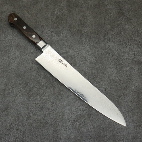 Seisuke VG10 33 Layer Mirrored Finish Damascus Gyuto  240mm Brown Pakka wood Handle - Japannywholesale