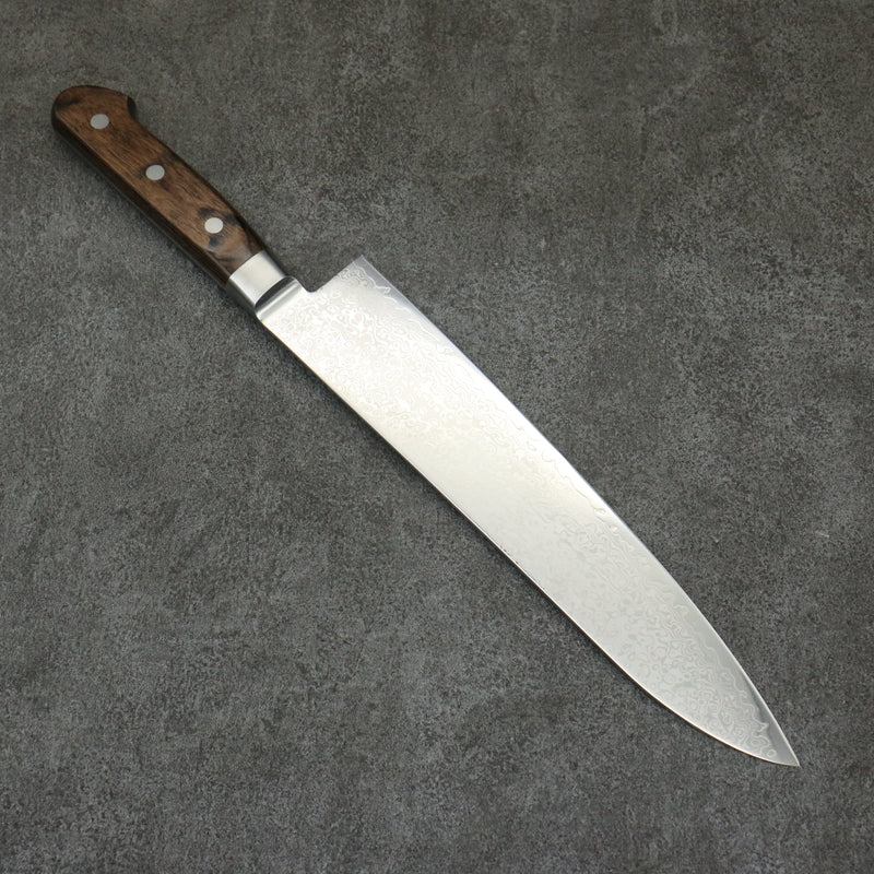 Seisuke VG10 33 Layer Mirrored Finish Damascus Gyuto  240mm Brown Pakka wood Handle - Japannywholesale