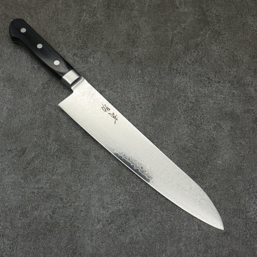 Seisuke VG10 33 Layer Mirrored Finish Damascus Gyuto  240mm Black Pakka wood Handle - Japannywholesale