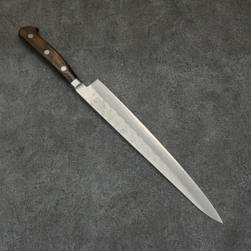 Seisuke Silver Steel No.3 Nashiji Sujihiki  240mm Brown Pakka wood Handle - Japannywholesale