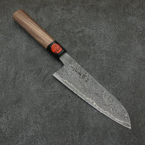 Shigeki Tanaka Harukaze SG2 Damascus Santoku  165mm Walnut Handle - Japannywholesale