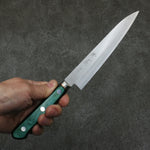 Sakai Kikumori Blue Steel No.1 Petty-Utility  150mm Green Pakka wood Handle - Japannywholesale