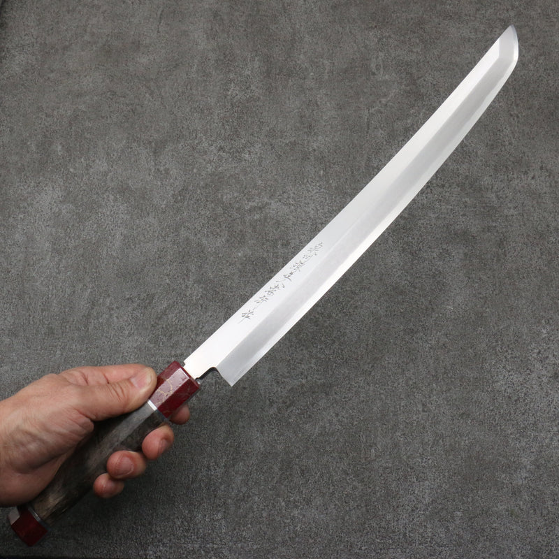 Sakai Takayuki Zangetsu Silver Steel No.3 Sakimaru Yanagiba  330mm Stabilized wood Handle with Sheath - Japannywholesale