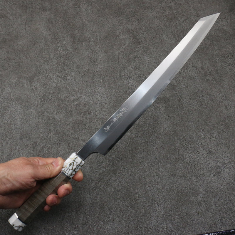 Sakai Takayuki Chef Series Hien Silver Steel No.3 Kiritsuke Yanagiba  300mm Stabilized wood (White Ferrule and End Cap) Handle with Sheath - Japannywholesale