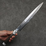 Sakai Takayuki Chef Series Silver Steel No.3 Yanagiba  300mm Stabilized wood (White Ferrule and End Cap) Handle with Sheath - Japannywholesale