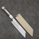 Sakai Takayuki Chef Series Silver Steel No.3 Mukimono  180mm Stabilized wood (White Ferrule and End Cap) Handle with Sheath - Japannywholesale