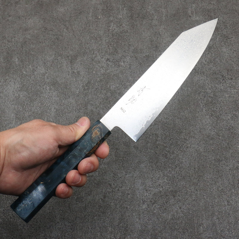 Seisuke SG2 Damascus Bunka  180mm Stabilized wood Handle - Japannywholesale