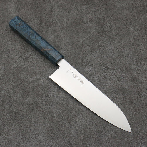 Seisuke Blue Super Migaki Polish Finish Santoku  180mm Stabilized wood Handle - Japannywholesale