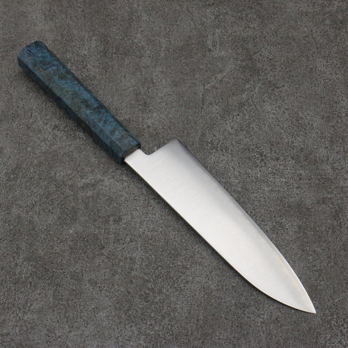 Seisuke Blue Super Migaki Polish Finish Santoku  180mm Stabilized wood Handle - Japannywholesale