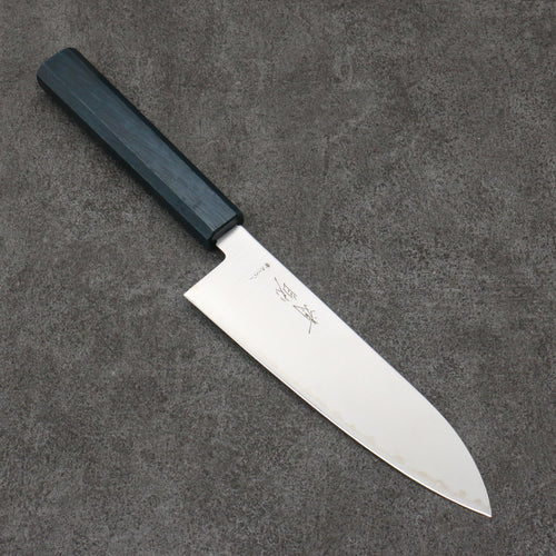 Seisuke Blue Super Migaki Polish Finish Santoku  180mm Blue Lacquered Handle - Japannywholesale