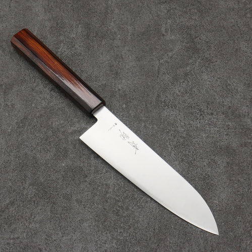 Seisuke Blue Super Migaki Polish Finish Santoku  180mm Burnt Wood Lacquered Handle - Japannywholesale