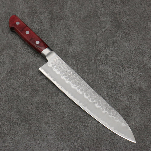 Seisuke Blue Super Hammered Gyuto  210mm Red Pakka wood Handle - Japannywholesale