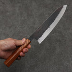 Isamitsu Abe White Steel No.1 Hammered Gyuto  210mm Oak (pentagonal) Handle - Japannywholesale