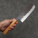 Isamitsu Abe White Steel No.1 Hammered Nakiri  165mm Oak (pentagonal) Handle - Japannywholesale