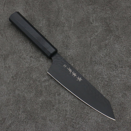 Sakai Takayuki Kurokage VG10 Hammered Teflon Coating Kiritsuke Santoku  160mm Black Lacquered Handle - Japannywholesale