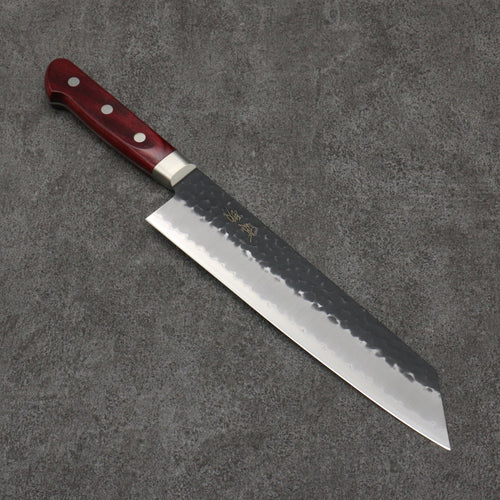 Seisuke Blue Super Hammered Kurouchi Kiritsuke Gyuto  210mm Red Pakka wood Handle - Japannywholesale