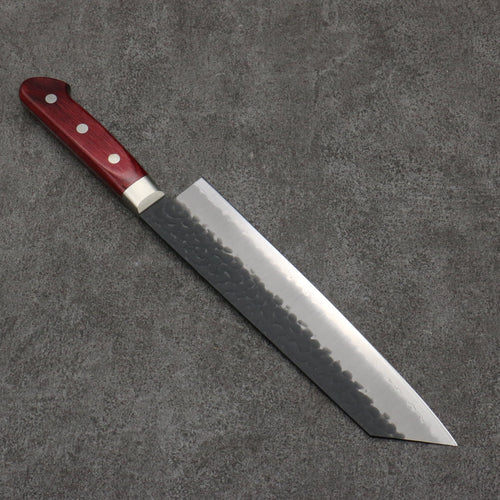 Seisuke Blue Super Hammered Kurouchi Kiritsuke Gyuto  210mm Red Pakka wood Handle - Japannywholesale