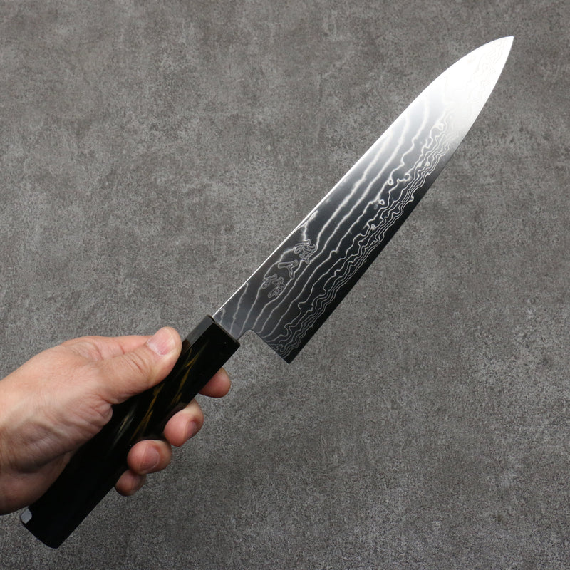 Kajin Cobalt Special Steel Damascus Gyuto  210mm Dark Blue and Gold Lacquered Handle - Japannywholesale