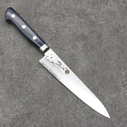 Seisuke VG10 33 Layer Hammered Petty-Utility  150mm Navy blue Pakka wood Handle - Japannywholesale