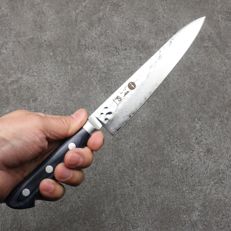 Seisuke VG10 33 Layer Hammered Petty-Utility  150mm Navy blue Pakka wood Handle - Japannywholesale