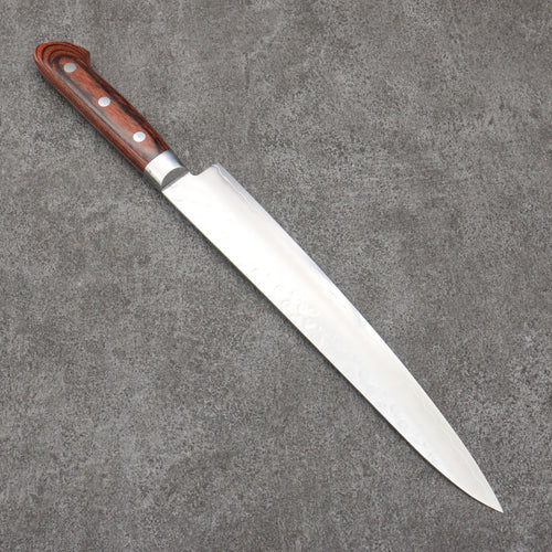 Seisuke Swedish Steel-stn Hammered Sujihiki  240mm Mahogany Handle 