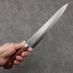 Seisuke Swedish Steel-stn Hammered Sujihiki  240mm Mahogany Handle - Japannywholesale