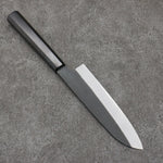 Sakai Takayuki Gold Filled Engraving by Kubota Temari White Steel No.2 Black Finished Santoku  180mm Ebony Wood Handle - Japannywholesale