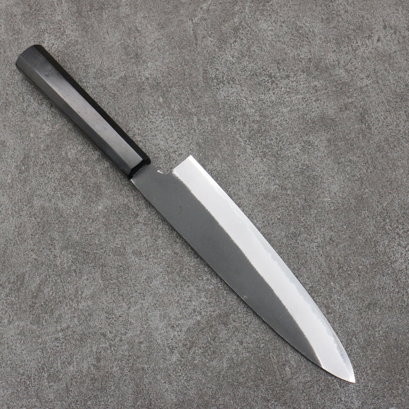 Sakai Takayuki Gold Filled Engraving by Kubota Kongourikishi White Steel No.2 Black Finished Gyuto  210mm Ebony Wood Handle - Japannywholesale