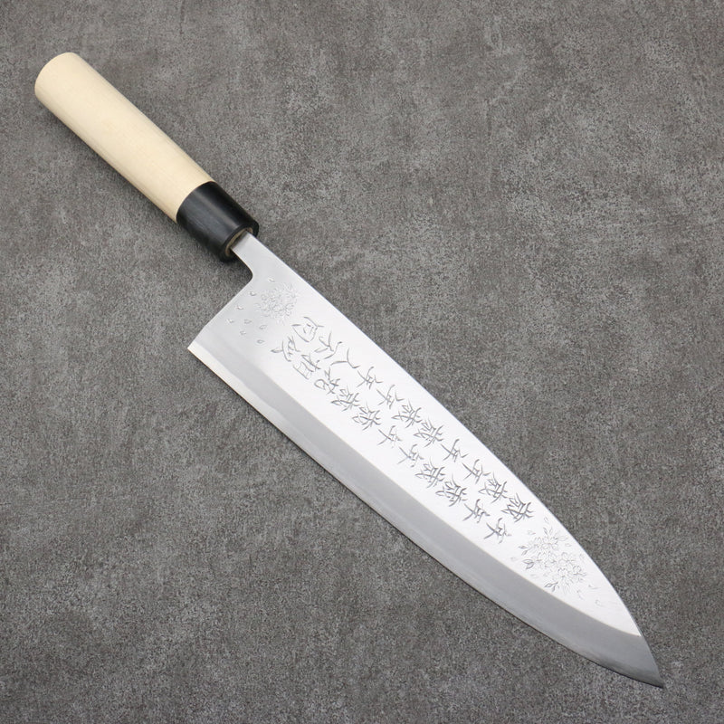 Sakai Takayuki Engraving by Kubota Nennensaisai White Steel No.2 Deba  300mm Magnolia Handle - Japannywholesale