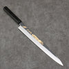 Sakai Takayuki Gold Filled Engraving by Kubota Shouryu White Steel No.2 Black Finished Yanagiba  300mm Ebony Wood Handle - Japannywholesale