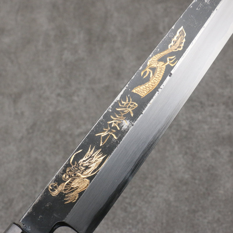 Sakai Takayuki Gold Filled Engraving by Kubota Kinryu White Steel No.2 Black Finished Yanagiba  300mm Ebony Wood Handle - Japannywholesale